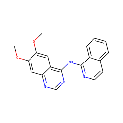 COc1cc2ncnc(Nc3nccc4ccccc34)c2cc1OC ZINC000003815305