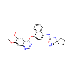 COc1cc2ncnc(Oc3ccc(NC(=O)NC4(C#N)CCCC4)c4ccccc34)c2cc1OC ZINC001772610122