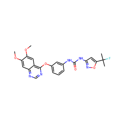 COc1cc2ncnc(Oc3cccc(NC(=O)Nc4cc(C(C)(C)F)on4)c3)c2cc1OC ZINC000084653454