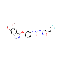 COc1cc2ncnc(Oc3cccc(NC(=O)Nc4cc(C(C)(CF)CF)on4)c3)c2cc1OC ZINC000084653455