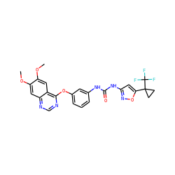 COc1cc2ncnc(Oc3cccc(NC(=O)Nc4cc(C5(C(F)(F)F)CC5)on4)c3)c2cc1OC ZINC000043207443
