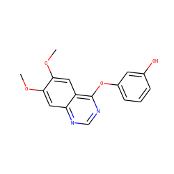 COc1cc2ncnc(Oc3cccc(O)c3)c2cc1OC ZINC000653742671