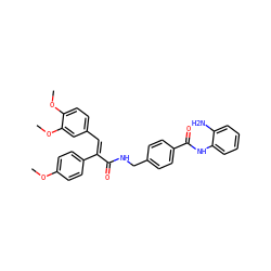 COc1ccc(/C(=C\c2ccc(OC)c(OC)c2)C(=O)NCc2ccc(C(=O)Nc3ccccc3N)cc2)cc1 ZINC000059262997