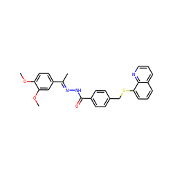 COc1ccc(/C(C)=N/NC(=O)c2ccc(CSc3cccc4cccnc34)cc2)cc1OC ZINC000008672536