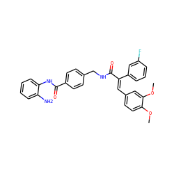 COc1ccc(/C=C(/C(=O)NCc2ccc(C(=O)Nc3ccccc3N)cc2)c2cccc(F)c2)cc1OC ZINC000059263394