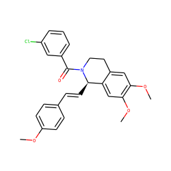 COc1ccc(/C=C/[C@@H]2c3cc(OC)c(OC)cc3CCN2C(=O)c2cccc(Cl)c2)cc1 ZINC000068244590