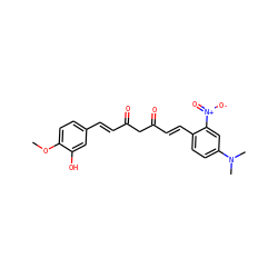 COc1ccc(/C=C/C(=O)CC(=O)/C=C/c2ccc(N(C)C)cc2[N+](=O)[O-])cc1O ZINC000168173980