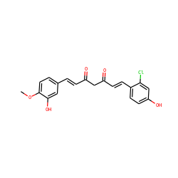 COc1ccc(/C=C/C(=O)CC(=O)/C=C/c2ccc(O)cc2Cl)cc1O ZINC000116765802