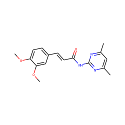 COc1ccc(/C=C/C(=O)Nc2nc(C)cc(C)n2)cc1OC ZINC000000199116