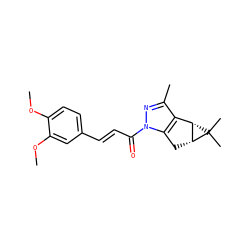 COc1ccc(/C=C/C(=O)n2nc(C)c3c2C[C@@H]2[C@H]3C2(C)C)cc1OC ZINC000045367910