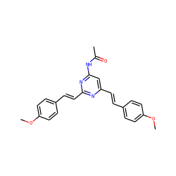 COc1ccc(/C=C/c2cc(NC(C)=O)nc(/C=C/c3ccc(OC)cc3)n2)cc1 ZINC000095595195