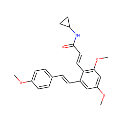 COc1ccc(/C=C/c2cc(OC)cc(OC)c2/C=C/C(=O)NC2CC2)cc1 ZINC000095587135