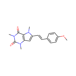 COc1ccc(/C=C/c2cc3c(c(=O)n(C)c(=O)n3C)n2C)cc1 ZINC000095598278