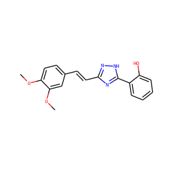COc1ccc(/C=C/c2n[nH]c(-c3ccccc3O)n2)cc1OC ZINC000013123264