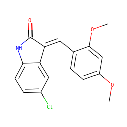 COc1ccc(/C=C2/C(=O)Nc3ccc(Cl)cc32)c(OC)c1 ZINC000016407125