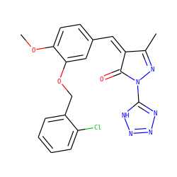 COc1ccc(/C=C2\C(=O)N(c3nnn[nH]3)N=C2C)cc1OCc1ccccc1Cl ZINC000026441040