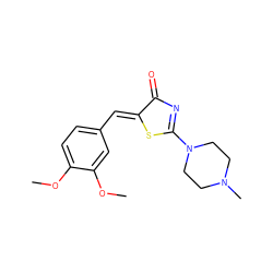 COc1ccc(/C=C2\SC(N3CCN(C)CC3)=NC2=O)cc1OC ZINC000019771035