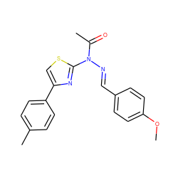 COc1ccc(/C=N/N(C(C)=O)c2nc(-c3ccc(C)cc3)cs2)cc1 ZINC000004186698