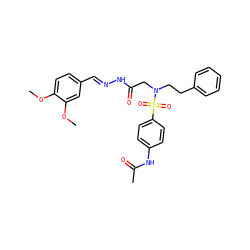 COc1ccc(/C=N/NC(=O)CN(CCc2ccccc2)S(=O)(=O)c2ccc(NC(C)=O)cc2)cc1OC ZINC000006073814