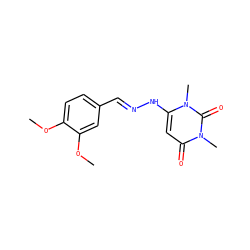 COc1ccc(/C=N/Nc2cc(=O)n(C)c(=O)n2C)cc1OC ZINC000005025165