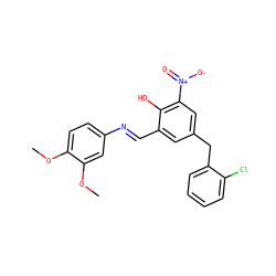 COc1ccc(/N=C/c2cc(Cc3ccccc3Cl)cc([N+](=O)[O-])c2O)cc1OC ZINC000015961100