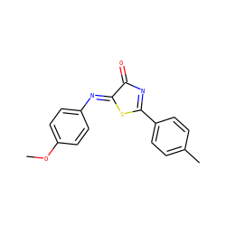 COc1ccc(/N=C2\SC(c3ccc(C)cc3)=NC2=O)cc1 ZINC000299841188