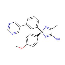 COc1ccc([C@@]2(c3cccc(-c4cncnc4)c3)N=C(C)C(N)=N2)cc1 ZINC000095577622