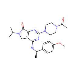 COc1ccc([C@@H](C)Nc2nc(N3CCN(C(C)=O)CC3)nc3c2CN(C(C)C)C3=O)cc1 ZINC000084633916