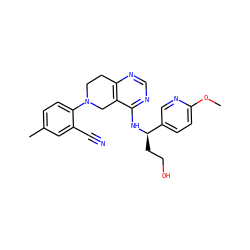 COc1ccc([C@@H](CCO)Nc2ncnc3c2CN(c2ccc(C)cc2C#N)CC3)cn1 ZINC000148741870
