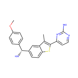 COc1ccc([C@@H](N)c2ccc3sc(-c4ccnc(N)n4)c(C)c3c2)cc1 ZINC000049045247