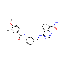 COc1ccc([C@@H](O)/N=C2\C=CC[C@@H](CNc3ncnc4c(C(N)=O)cccc34)C2)cc1C ZINC000169700711