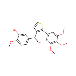 COc1ccc([C@@H](O)c2ccsc2-c2cc(OC)c(OC)c(OC)c2)cc1O ZINC000026388872