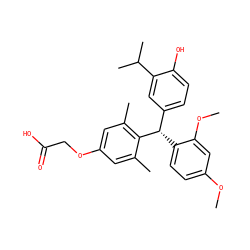 COc1ccc([C@@H](c2ccc(O)c(C(C)C)c2)c2c(C)cc(OCC(=O)O)cc2C)c(OC)c1 ZINC000026718487