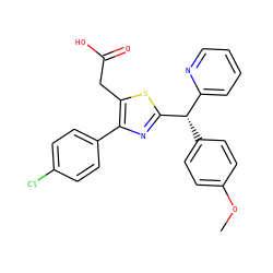 COc1ccc([C@@H](c2ccccn2)c2nc(-c3ccc(Cl)cc3)c(CC(=O)O)s2)cc1 ZINC000043101535