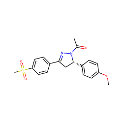 COc1ccc([C@@H]2CC(c3ccc(S(C)(=O)=O)cc3)=NN2C(C)=O)cc1 ZINC000066262135
