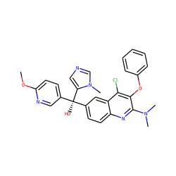 COc1ccc([C@](O)(c2ccc3nc(N(C)C)c(Oc4ccccc4)c(Cl)c3c2)c2cncn2C)cn1 ZINC000219790232