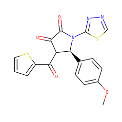 COc1ccc([C@H]2C(C(=O)c3cccs3)C(=O)C(=O)N2c2nncs2)cc1 ZINC000002967245