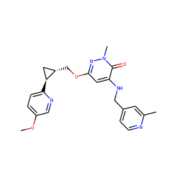 COc1ccc([C@H]2C[C@@H]2COc2cc(NCc3ccnc(C)c3)c(=O)n(C)n2)nc1 ZINC000218513605