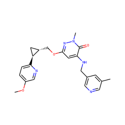 COc1ccc([C@H]2C[C@@H]2COc2cc(NCc3cncc(C)c3)c(=O)n(C)n2)nc1 ZINC000218526329
