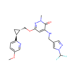 COc1ccc([C@H]2C[C@@H]2COc2cc(NCc3cnn(C(F)F)c3)c(=O)n(C)n2)nc1 ZINC000221925227