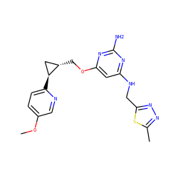 COc1ccc([C@H]2C[C@@H]2COc2cc(NCc3nnc(C)s3)nc(N)n2)nc1 ZINC000205837751