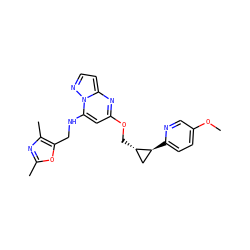 COc1ccc([C@H]2C[C@@H]2COc2cc(NCc3oc(C)nc3C)n3nccc3n2)nc1 ZINC000148599110