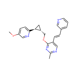 COc1ccc([C@H]2C[C@@H]2COc2nc(C)ncc2/C=C/c2cccnc2)nc1 ZINC000149557562