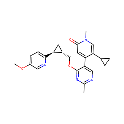 COc1ccc([C@H]2C[C@@H]2COc2nc(C)ncc2-c2cc(=O)n(C)cc2C2CC2)nc1 ZINC001772641700