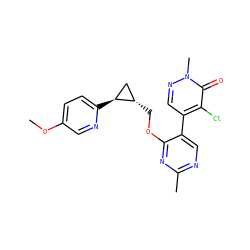 COc1ccc([C@H]2C[C@@H]2COc2nc(C)ncc2-c2cnn(C)c(=O)c2Cl)nc1 ZINC000209437500