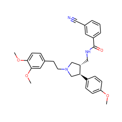 COc1ccc([C@H]2CN(CCc3ccc(OC)c(OC)c3)C[C@@H]2CNC(=O)c2cccc(C#N)c2)cc1 ZINC000071329538