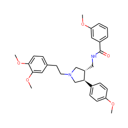 COc1ccc([C@H]2CN(CCc3ccc(OC)c(OC)c3)C[C@@H]2CNC(=O)c2cccc(OC)c2)cc1 ZINC000071316412