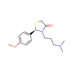 COc1ccc([C@H]2SCC(=O)N2CCCN(C)C)cc1 ZINC000000196389