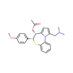 COc1ccc([C@H]2Sc3ccccc3-n3c(CN(C)C)ccc3[C@H]2OC(C)=O)cc1 ZINC000013757072