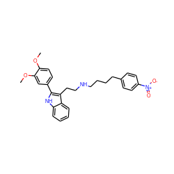 COc1ccc(-c2[nH]c3ccccc3c2CCNCCCCc2ccc([N+](=O)[O-])cc2)cc1OC ZINC000027560800